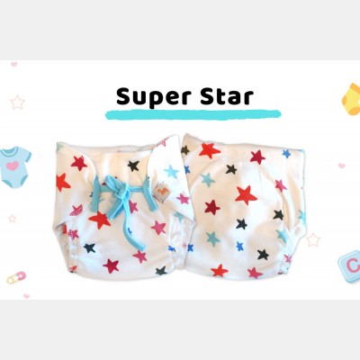 Super Nappy for Newborn Babies with 100% Organic Cotton Padding and with Gentle Elastics (Printed, Pack of 3)